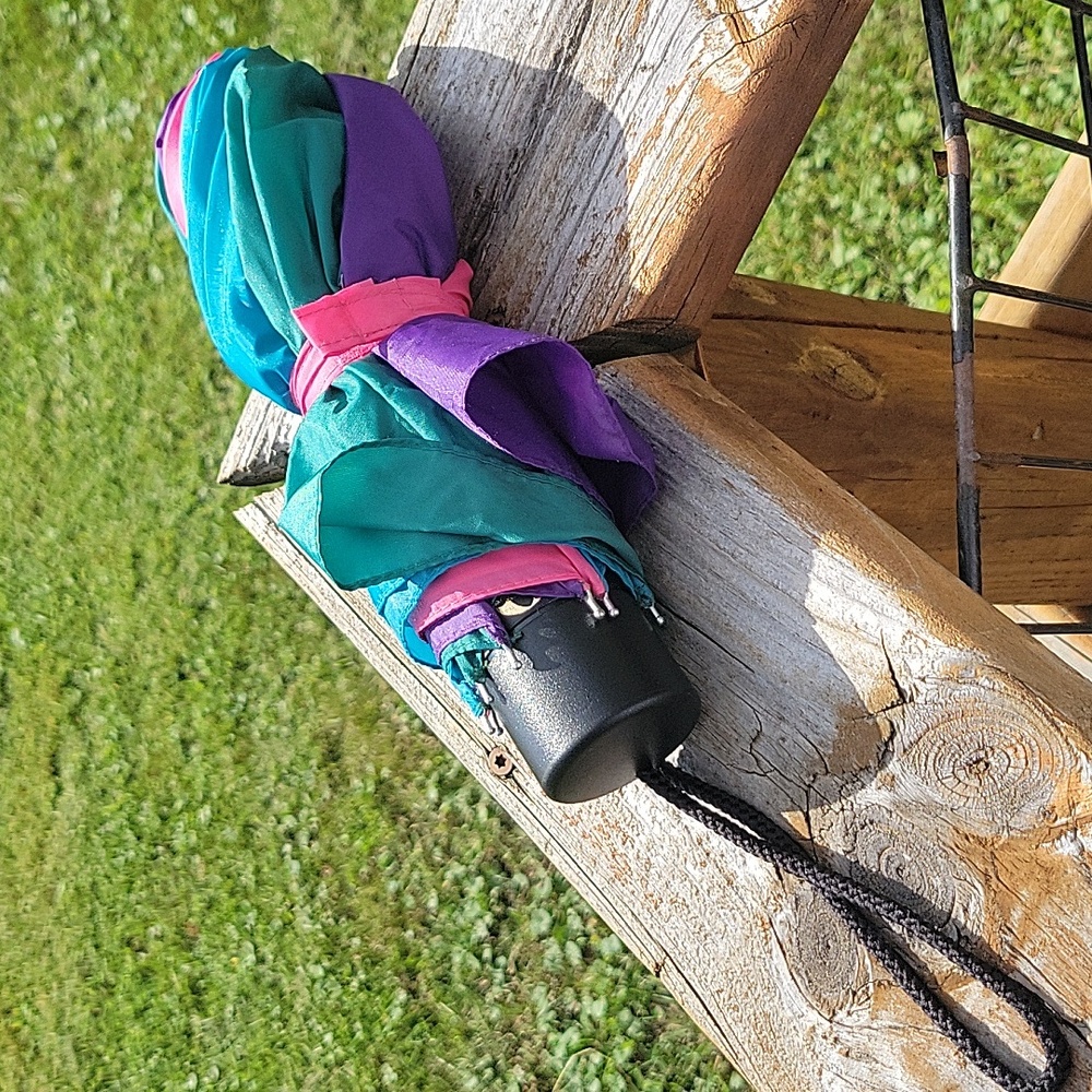 90's Colorful Umbrella. Irw International Rainwear 29" Handle 39" Across. View 3